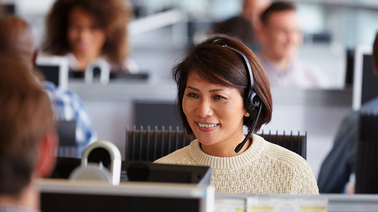 Woman in call center