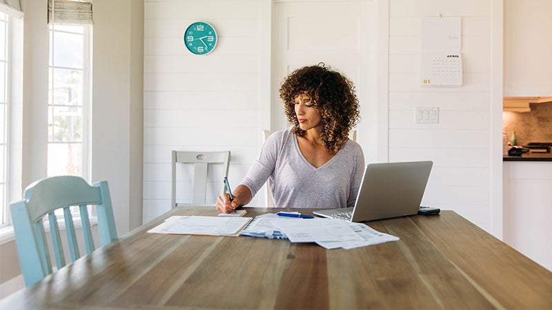 Woman doing her finances