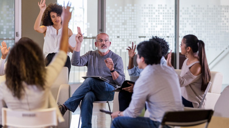 Group of adults talking