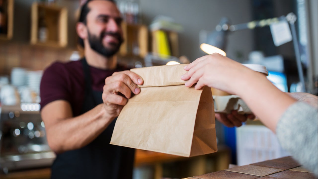 Person picking up food