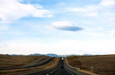 Stretching road in Montana on a plain