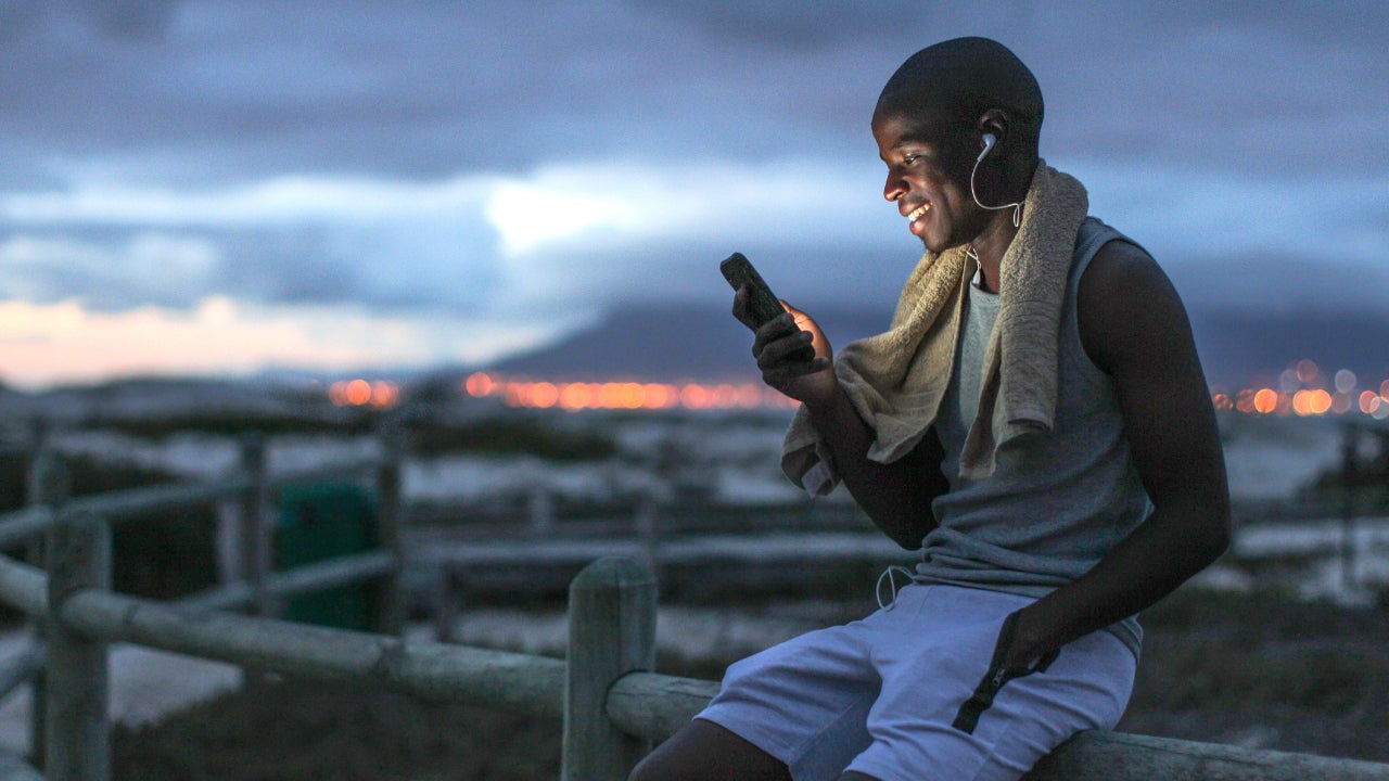 Jogger using cell phone