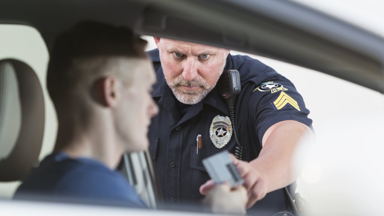 Police officer making a traffic stop