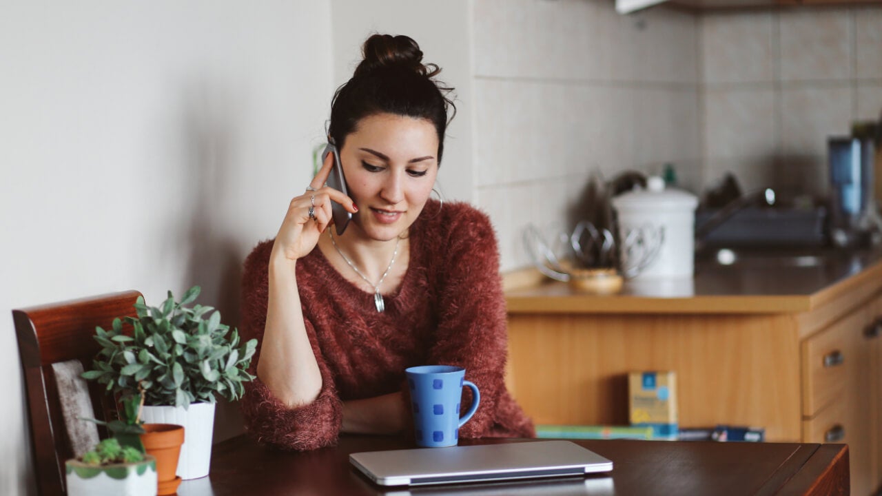 Woman talking on phone