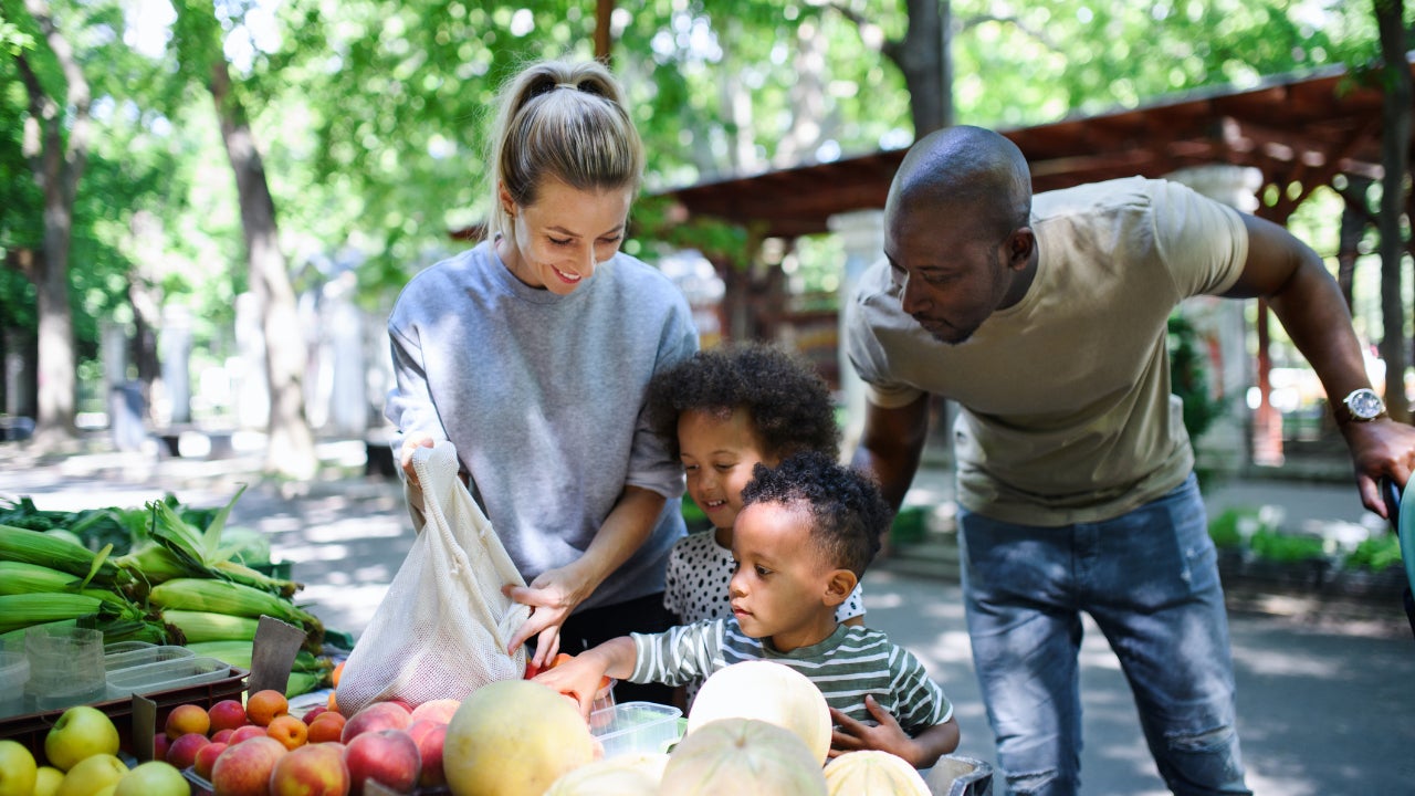 Family at outdoor market