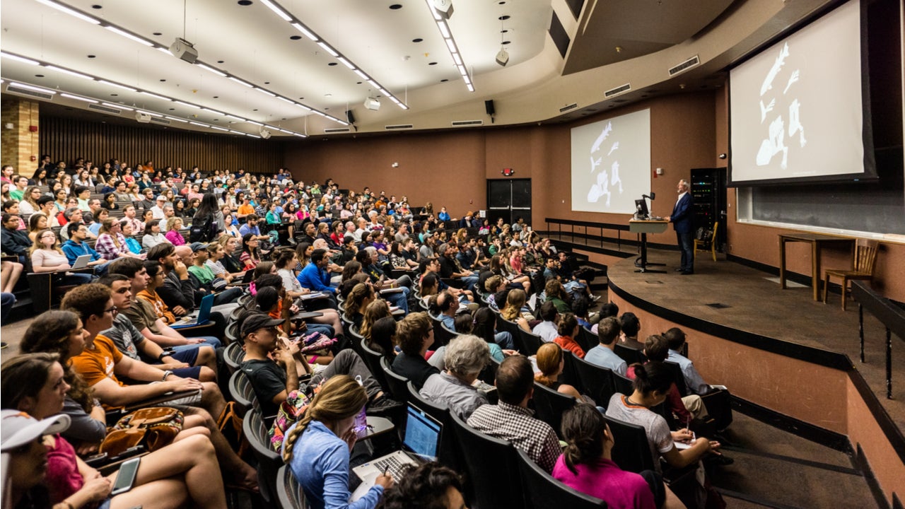 Full lecture hall at college