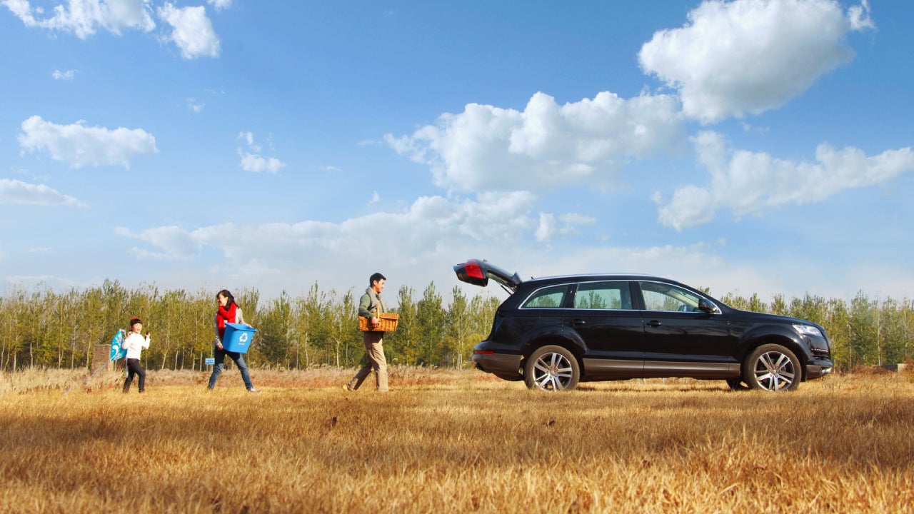 Family packing car for trip