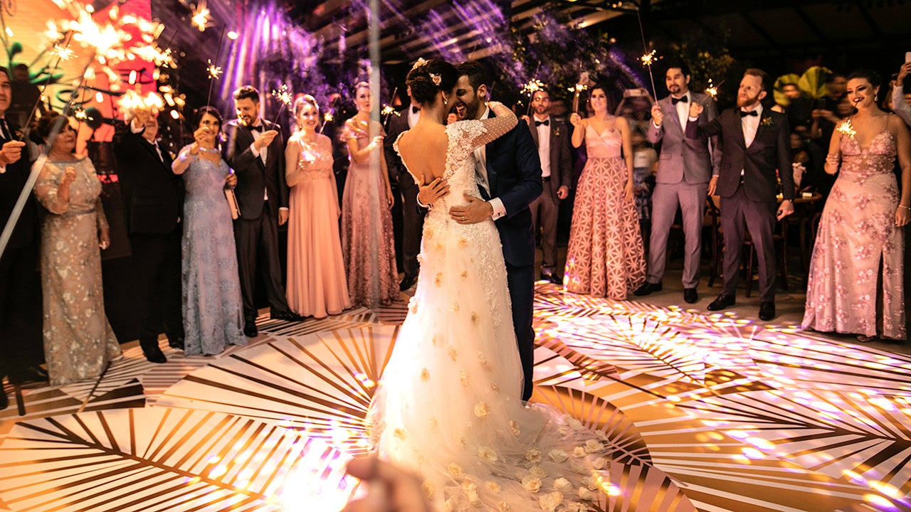 bride and groom dancing at wedding reception