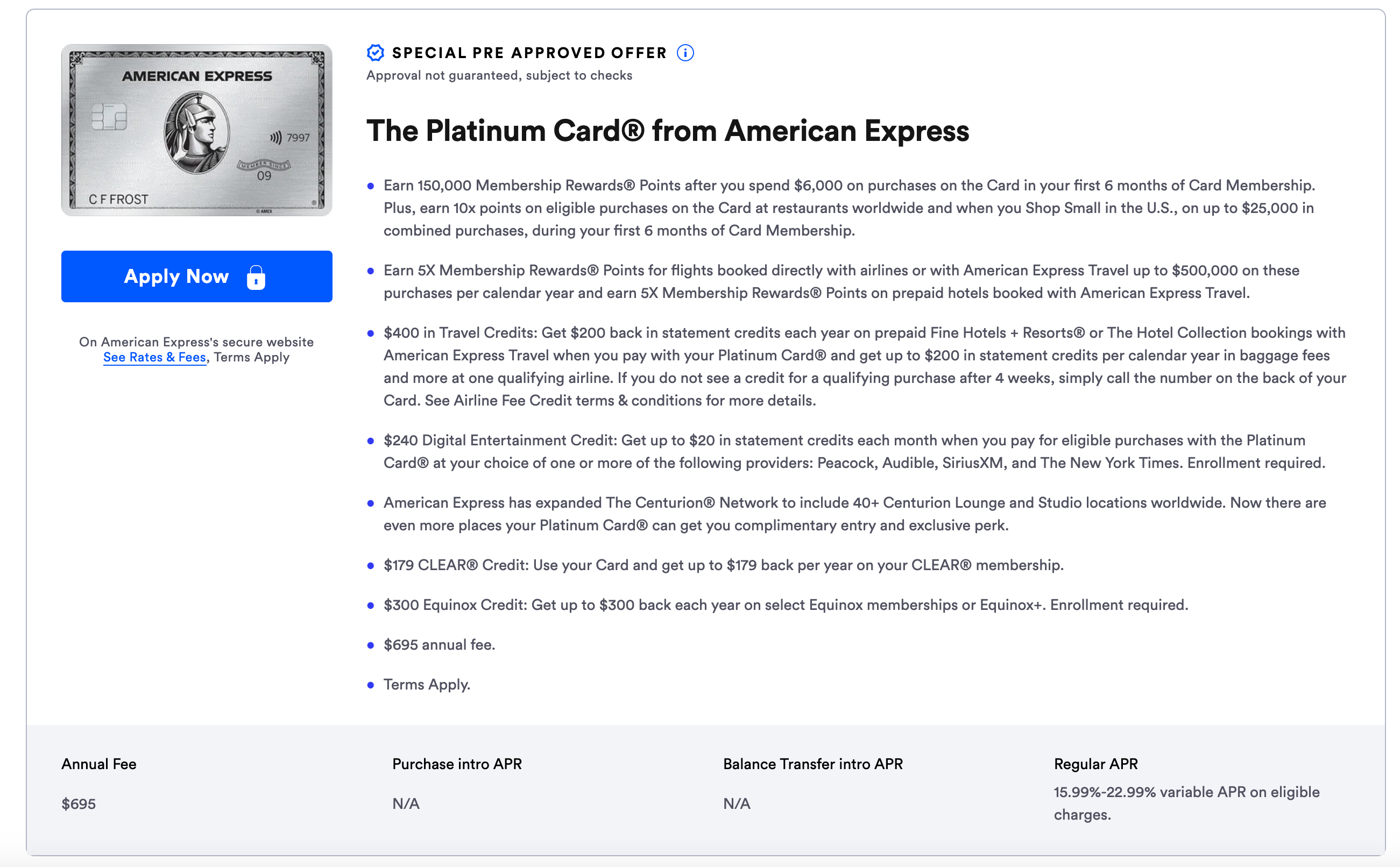 The Platinum Card® from American Express Preapproved Offer