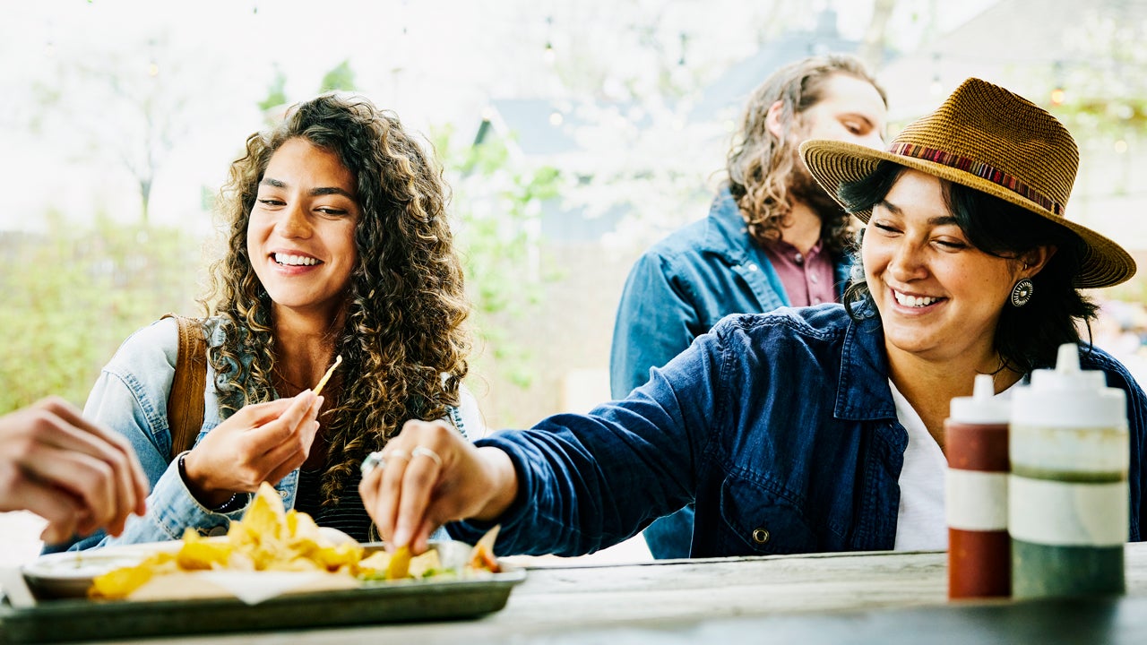 friends enjoying a meal outside