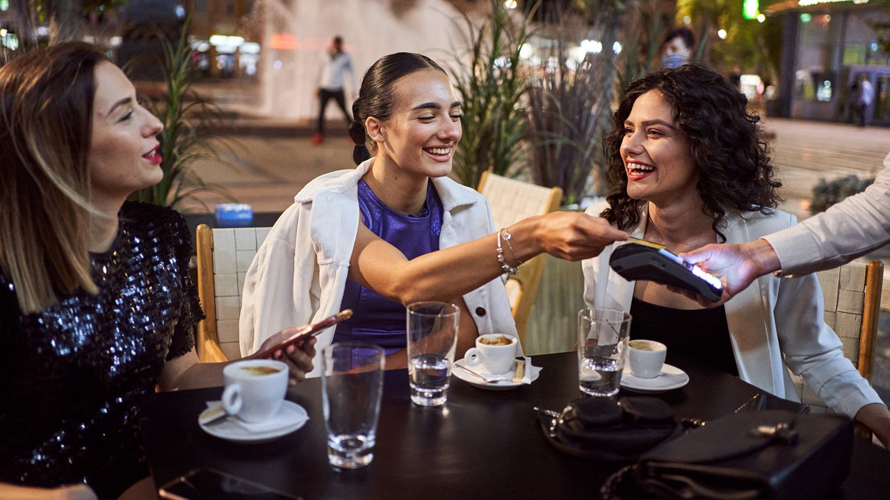 Friends enjoying a meal at a restaurant