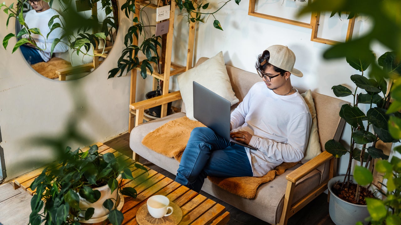 man working on a laptop