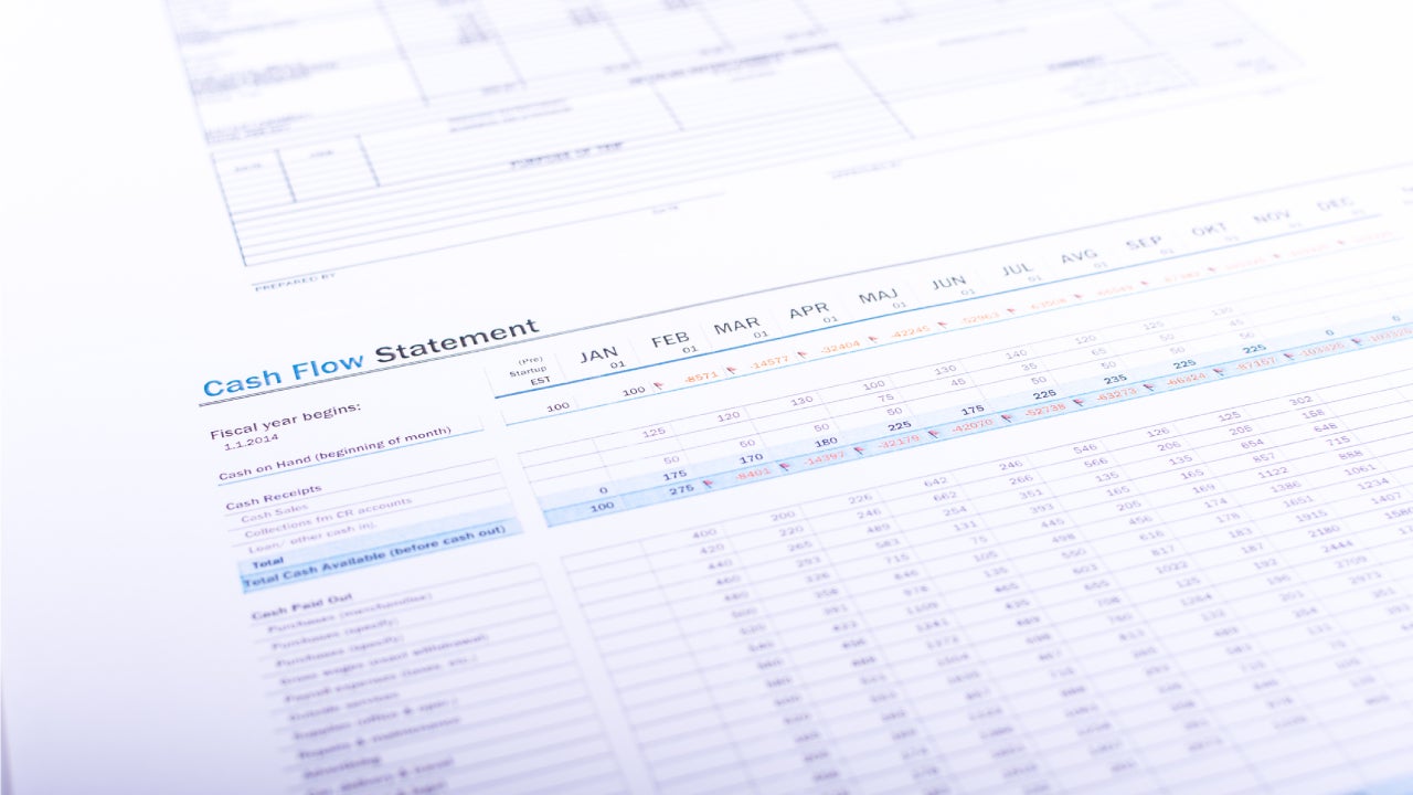 A partial view of a cash flow statement