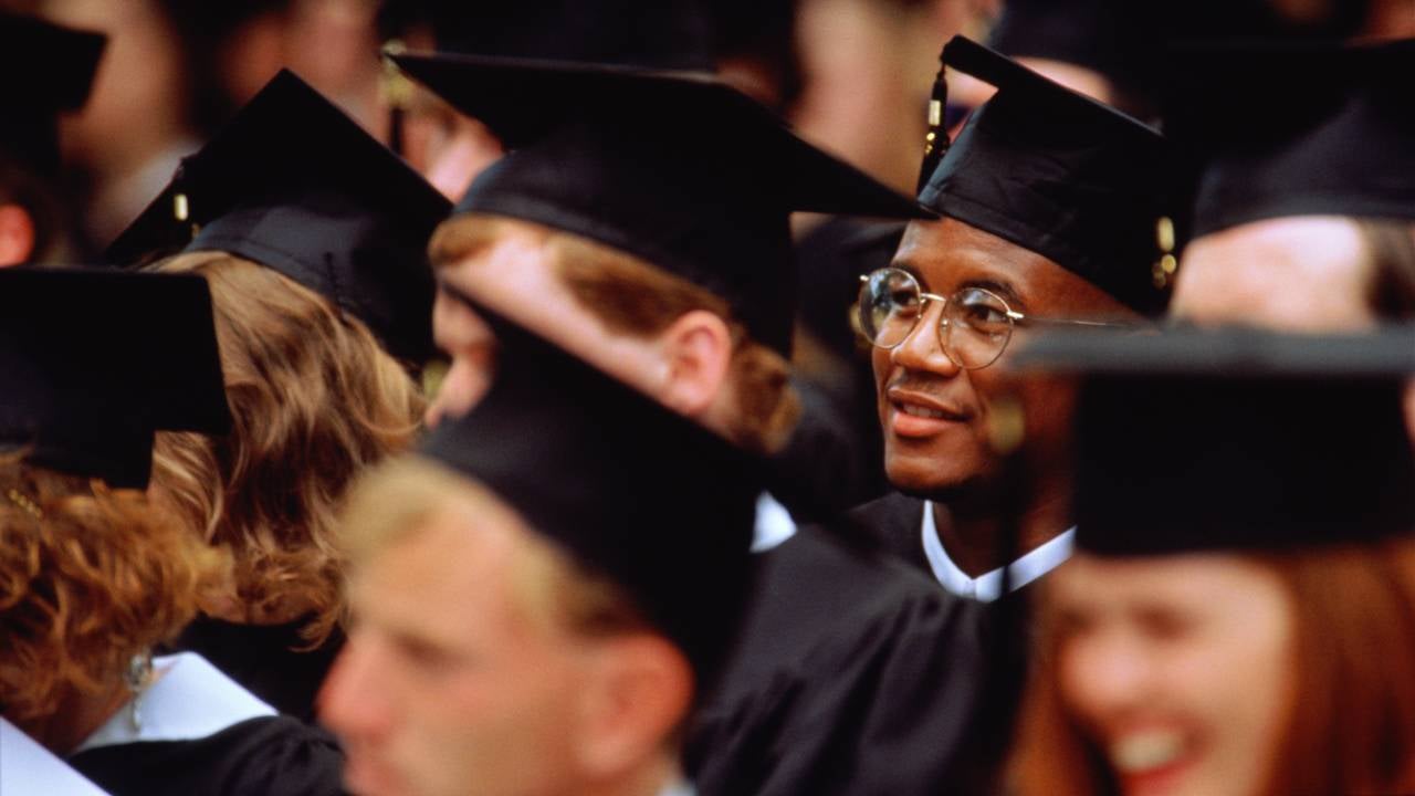 Graduates at graduation ceremony