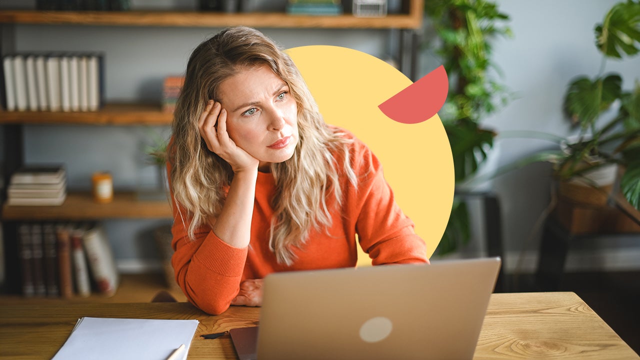 Woman sitting in front of a laptop