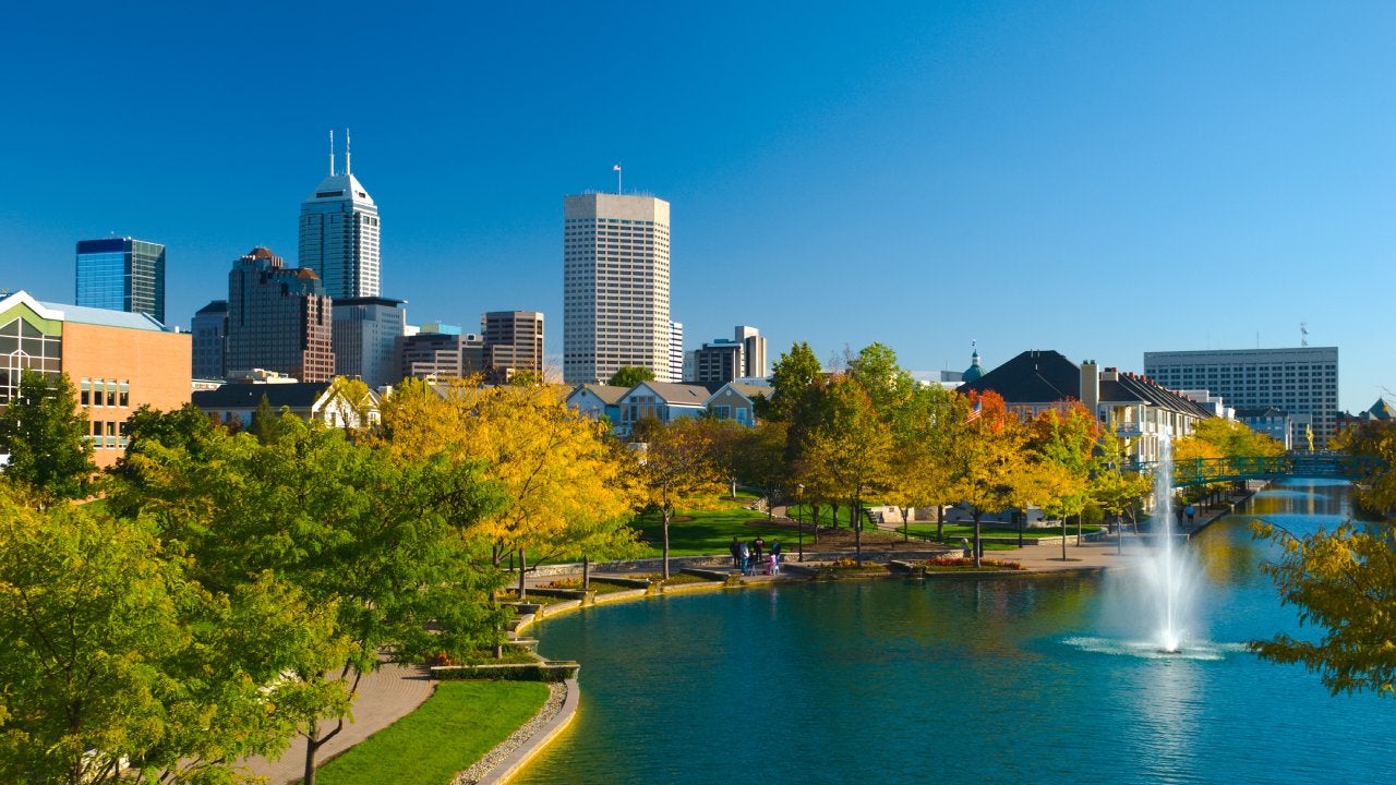 View of Indianapolis skyline and Canal Walk