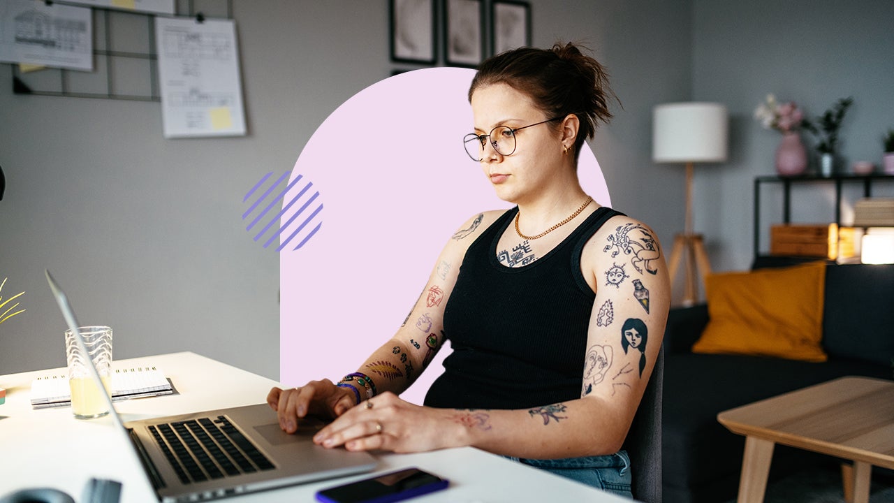 Woman using laptop