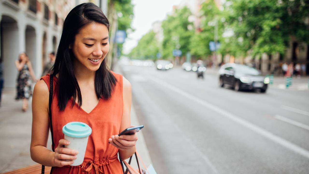 Young woman walking on the street