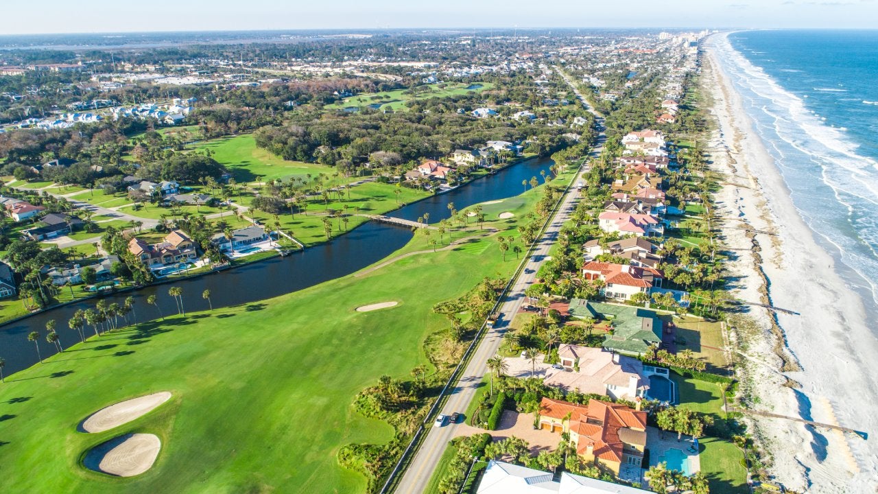 A gorgeous aerial view of Ponte Vedra Beach in Jacksonville, Florida