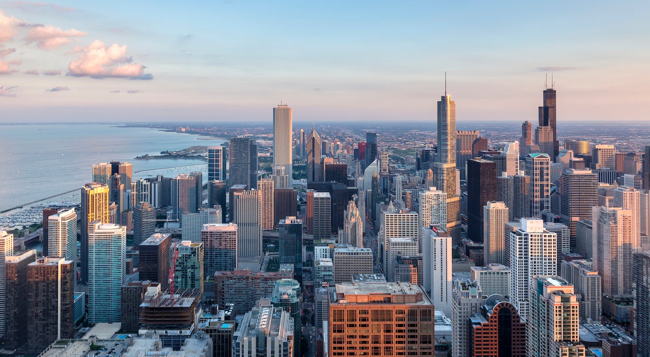 aerial view of skyline, chicago illinois