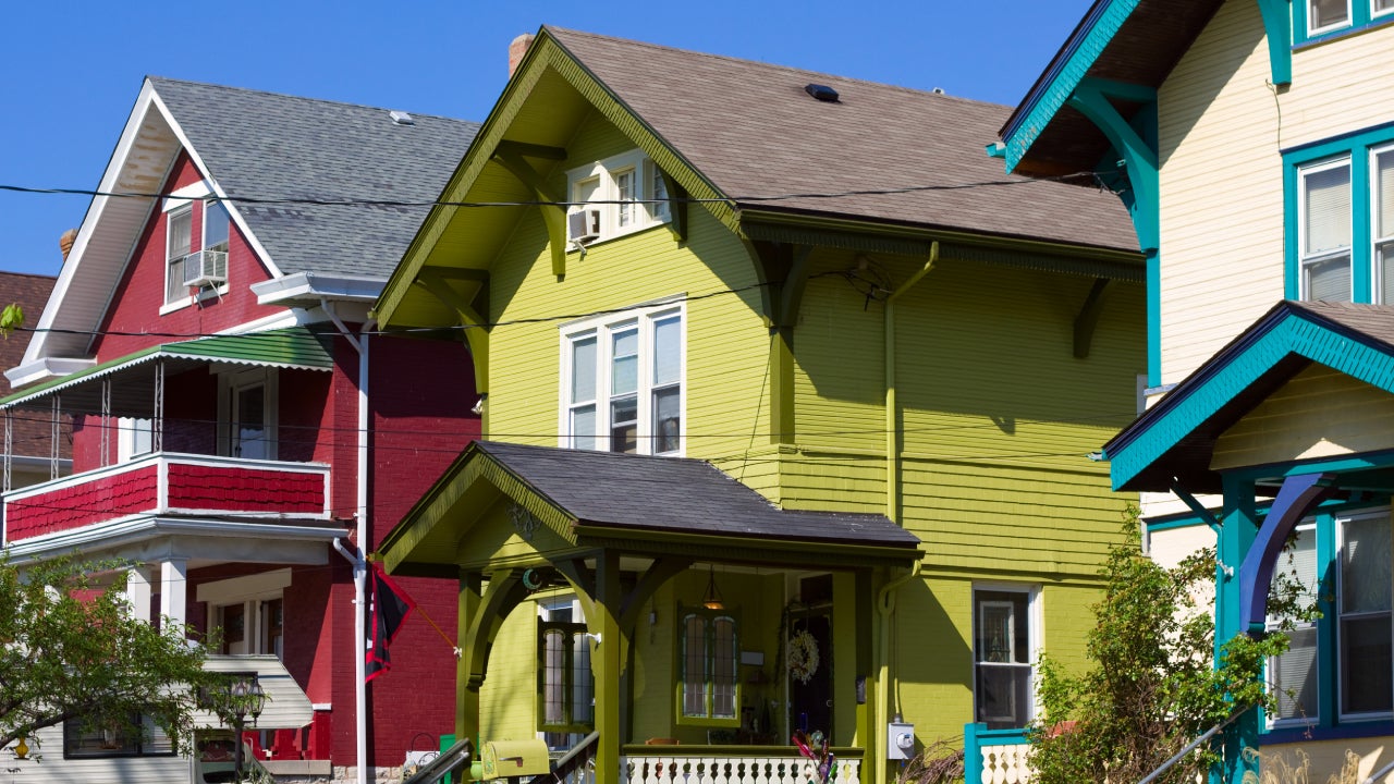 Colorful houses in Cincinnati, Ohio, USA.