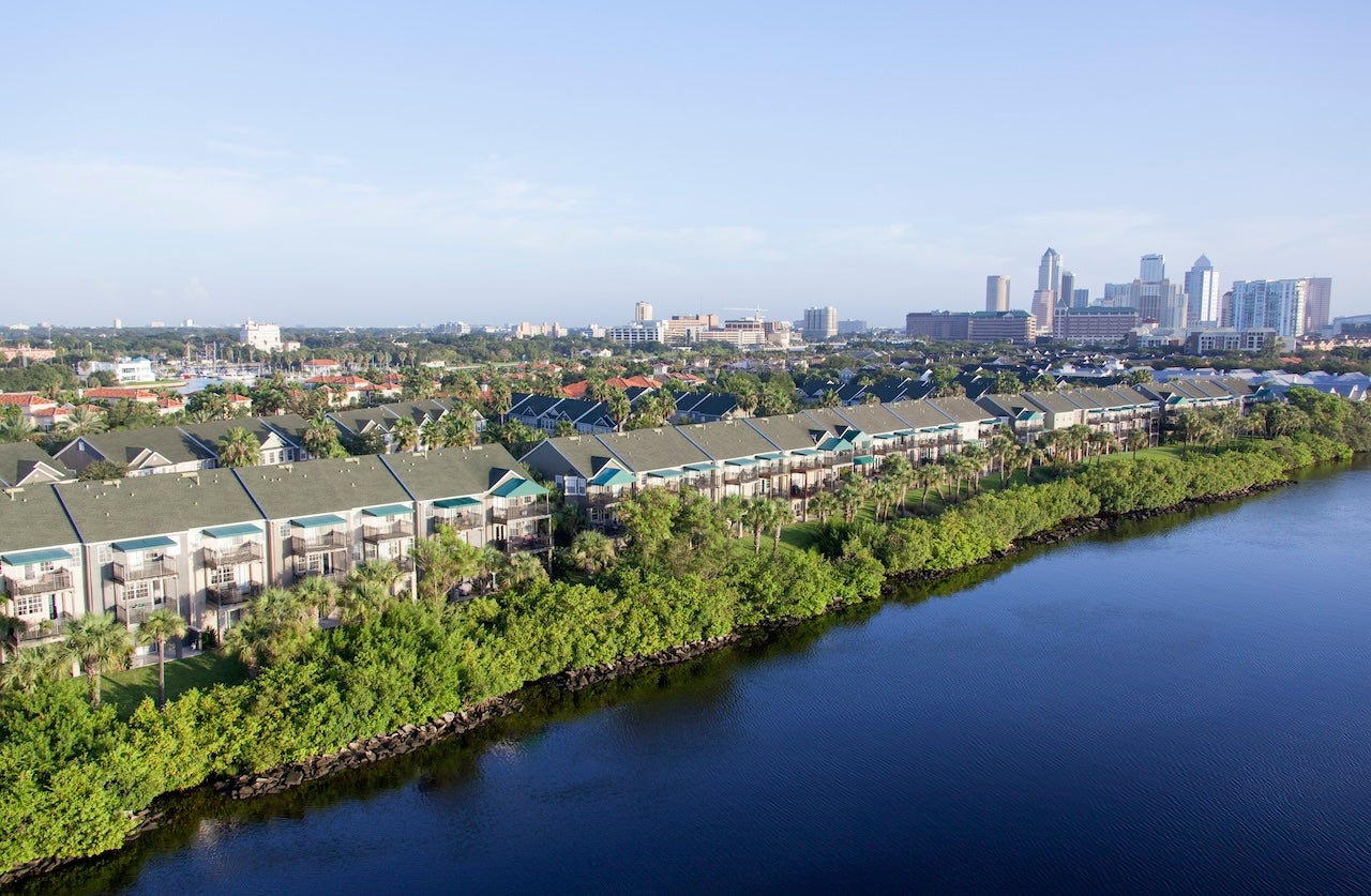 waterside homes in tampa florida with city skyline