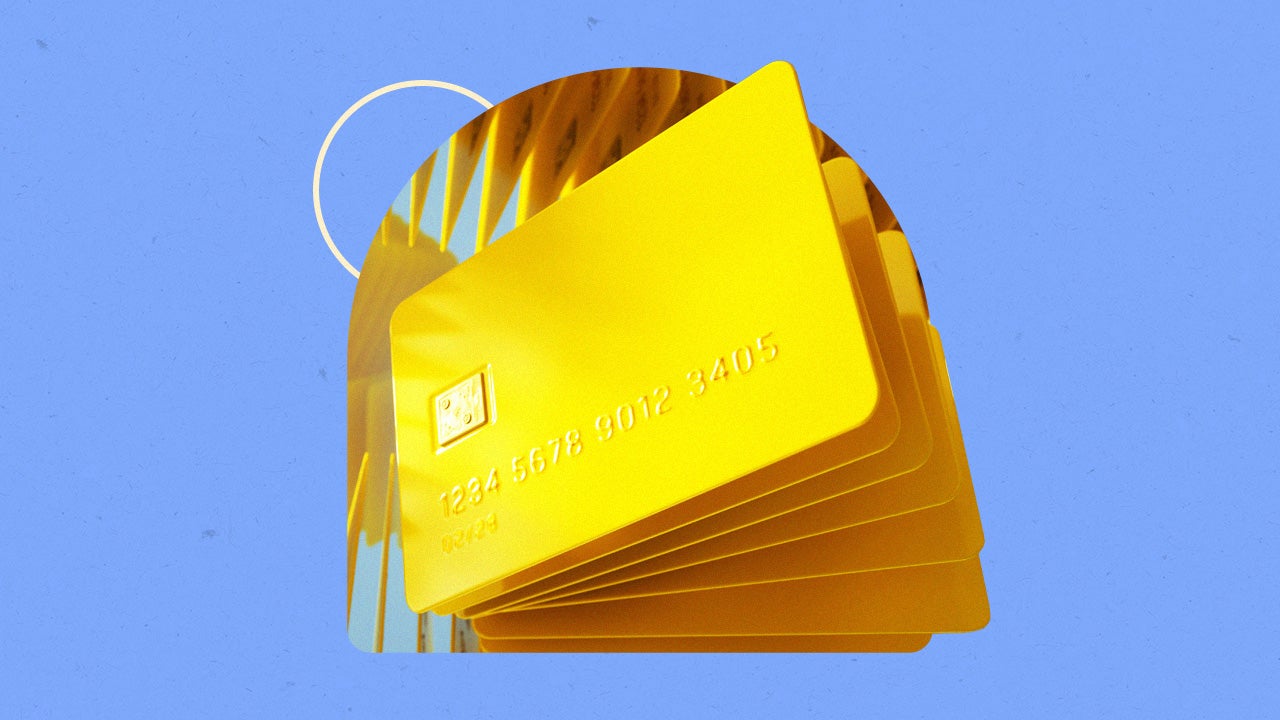 design element of multiple golden credit cards