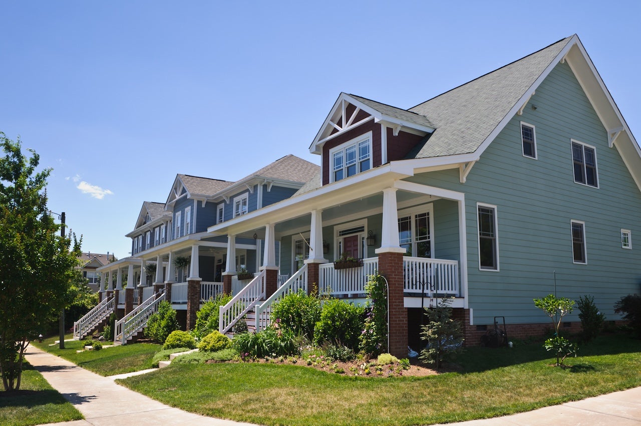 row of new suburban homes in raleigh, nc