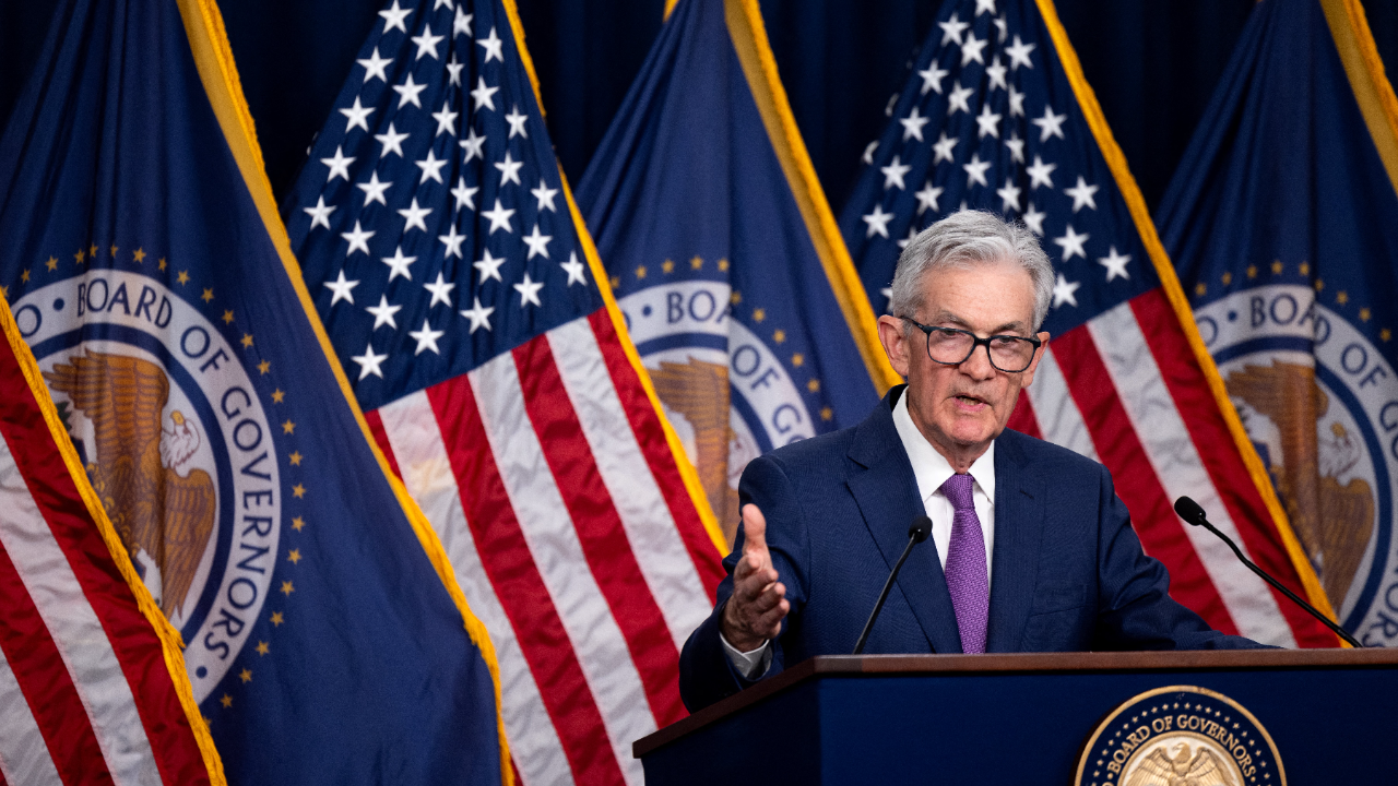 Federal Reserve Chair Jerome Powell holds a news conference after a Federal Open Market Committee meeting in Washington, DC, on Jan. 31