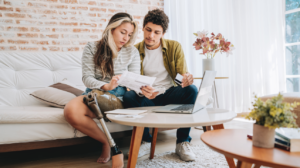 Young couple doing their finances.