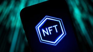 Generic NFT logo on a cellphone