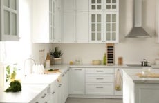 sunny new all-white remodeled kitchen