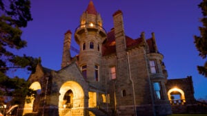 large haunted house at night