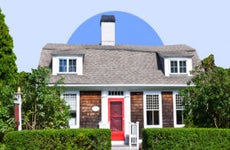 Image of a house with a bright red door