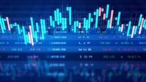 Stock price chart standing on the trading board.