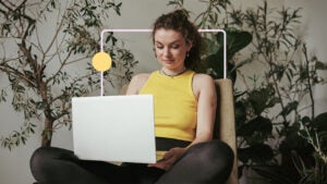 Young woman working on a laptop