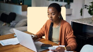 Woman using laptop