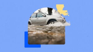 Car driving through high water