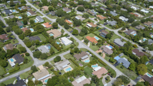 USA, Florida, Miami, Aerial view ofsuburban neighborhood in summer