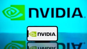 In this photo illustration, the Nvidia logo is seen