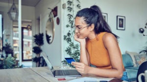 woman doing finances at home