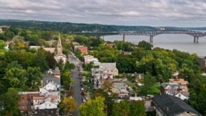 Newburgh, NY aerial Hudson River view