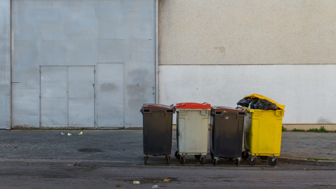 Dumpsters outside of a grocery store