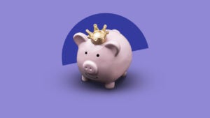 Piggy bank wearing a crown