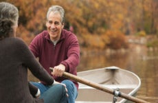 Older couple in a rowboat