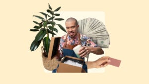 plantshop owner watering plants