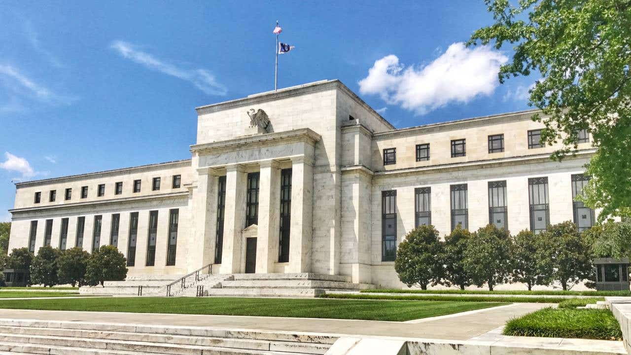 Facade of the Marriner S Eccles building of the United States Federal Reserve