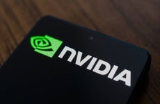 Nvidia Corporation logo is displayed on a smartphone screen