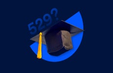 A graduation cap on an illustrated purple background with 529? printed above it.