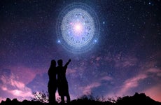 Astrology in the sky with many stars and moons astrology and horoscopes concept